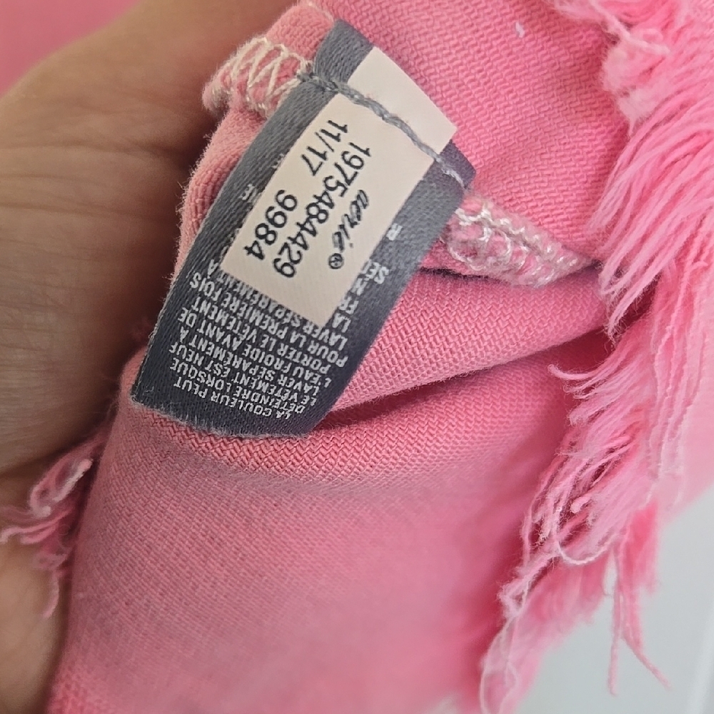 Aerie Women's Medium Denim Open Back Fringe Sleeveless Tank Top, Pink - Picture 5 of 7